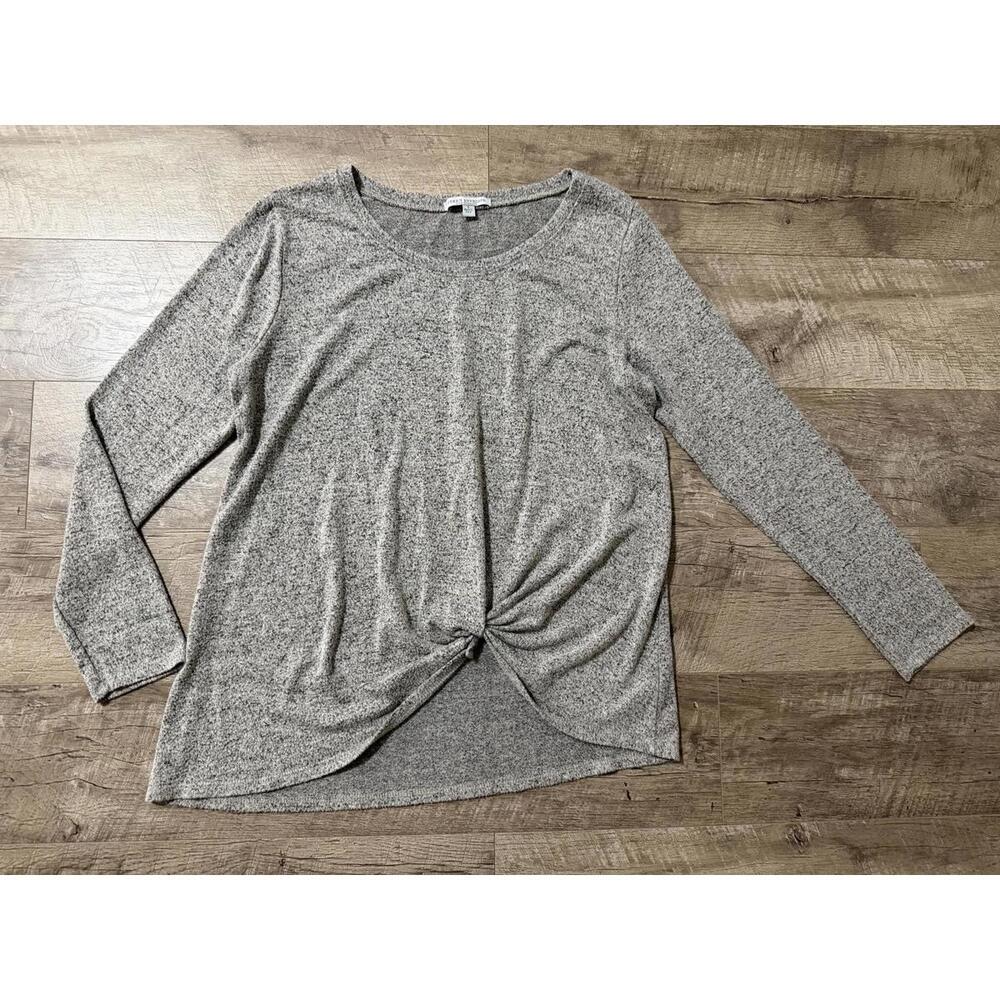 Green Envelope Los Angeles Womens Grey Heathered Twist Front Long Sleeve‎ Top L